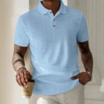 New Summer Men's Fashion Loose Fit Casual Polo Shirts-Blue / M